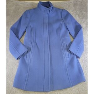 Talbots Wool Coat Womens 4 Blue Tweed Preppy Woven Italian Classic Long Jacket